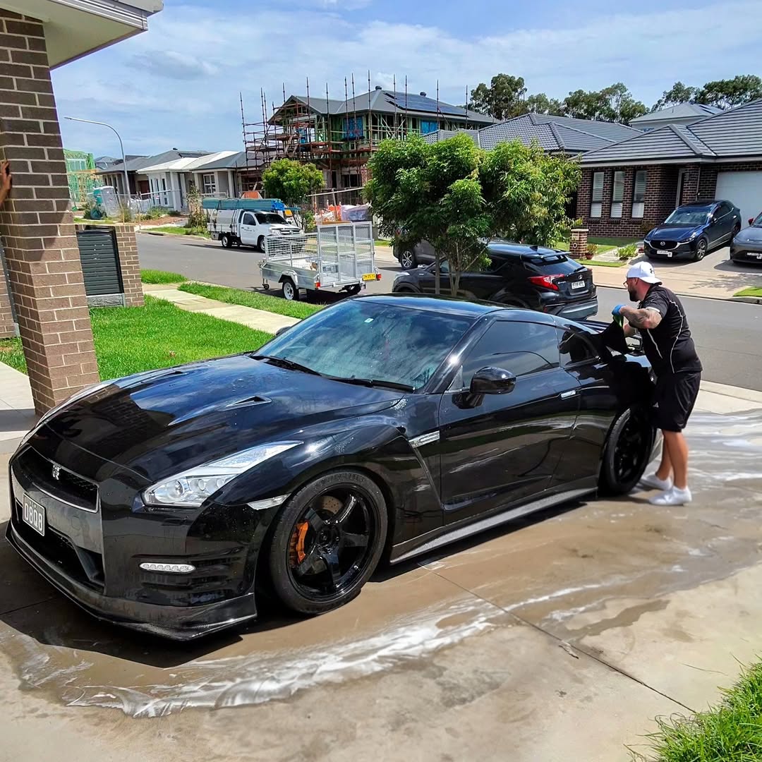 Nissan GT-R being detailed at a customer's home in South West Sydney